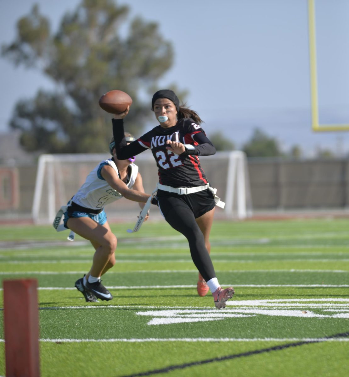 Destiny Morales runs down the field for a touchdown.