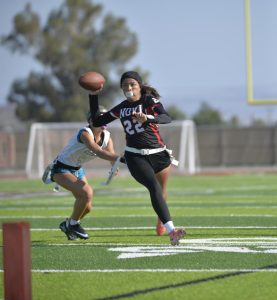 Destiny Morales runs down the field for a touchdown.