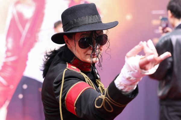 A fan dressed as pop legend Michael Jackson attends the international premiere of "Michael," the biopic about Michael Jackson, in Berlin, Germany, April 10, 2026. REUTERS/Nadja Wohlleben